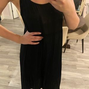 Black pleated thin strap dress